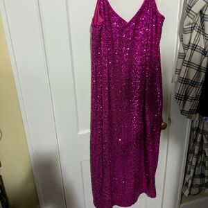 Vixen by Micheline Pitt Fuchsia Sequin Midi Dress